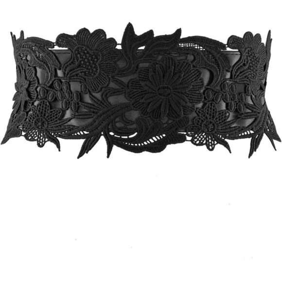 Women's Lace Obi Belt: Wide Bowknot Wrap Corset in PU Leather - Picture 5 of 7